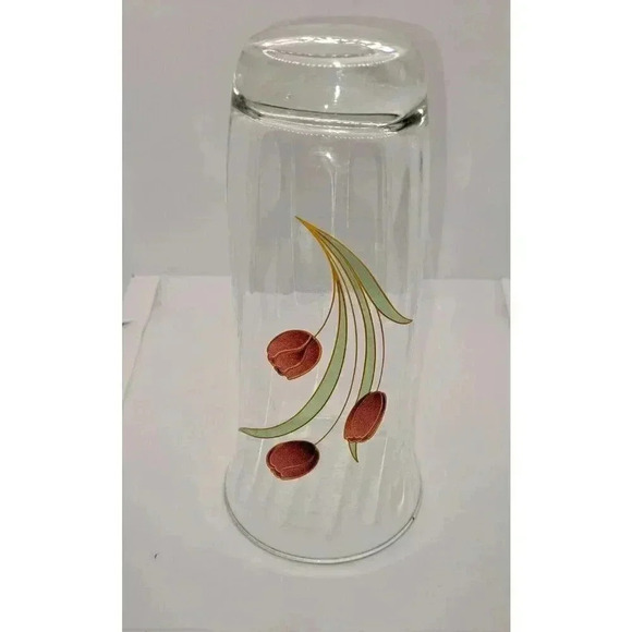 Vintage Floral Swirled Glass Tulip Floral Flower Vase Red Green - Picture 6 of 6